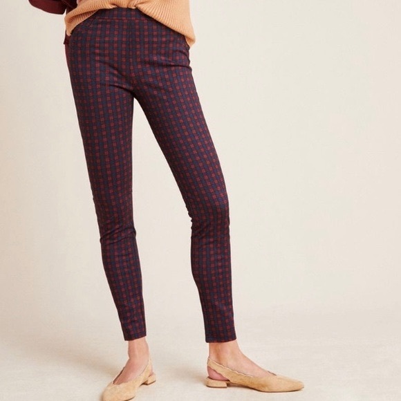 Sanctuary x Anthropologie Red Blue Plaid Leggings - Picture 1 of 6